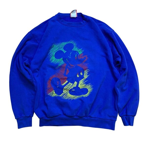The Walt Disney Company Tops - Vintage 90s Walt Disney Mickey Mouse Neon Sweatshirt L/XL
